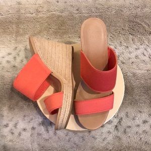 Platform Espadrille Wedges, Coral, 9.5